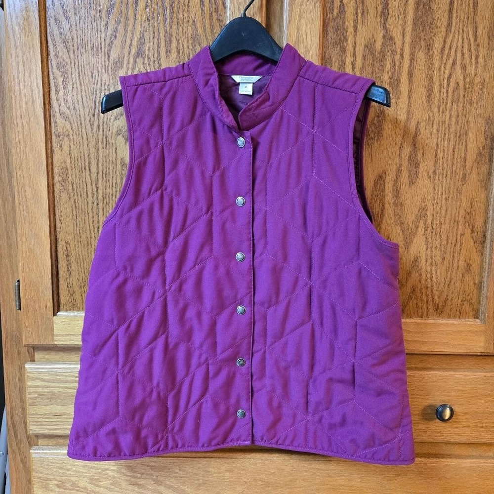 Christopher & Banks Quilted Vest Size XL Purple with Snap Closure
